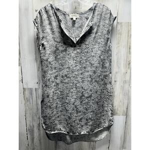 Anthropologie Cloth & Stone Mini Dress Womens S Gray Floral Print Lyocell Tencel